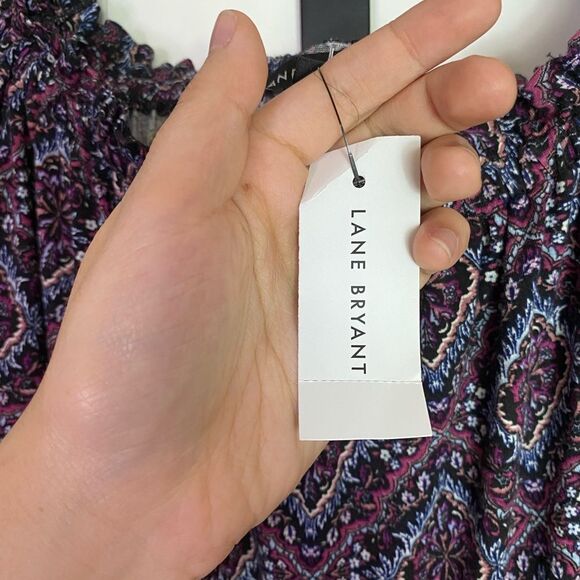 Lane Bryant Peasant Top Floral Print Ruffle Cuffs, Stretchy, Soft NWT 14… - Picture 8 of 11